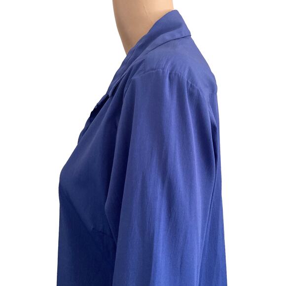 Paul Harris Design Blouse Womens Large Button Front Lightweight Blue - Picture 7 of 8